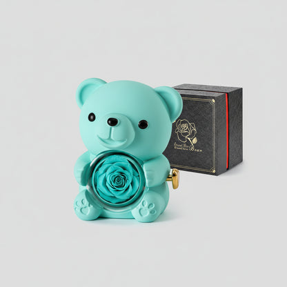 Cute Teddy Bear Preserved Rose Elegant Gift Box