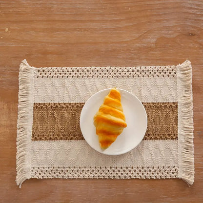 Cotton Jute Placemats Set of 4 Rustic Table Mats Dining Decor