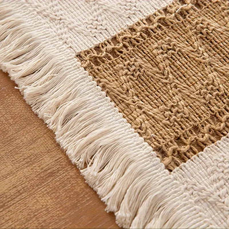 Cotton Jute Placemats Set of 4 Rustic Table Mats Dining Decor