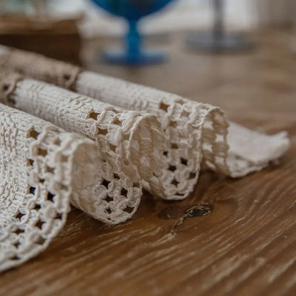 Cotton Jute Placemats Set of 4 Rustic Table Mats Dining Decor