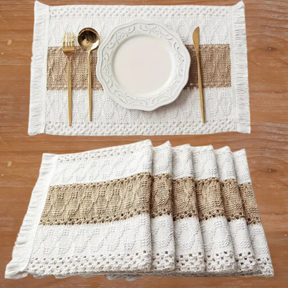 Cotton Jute Placemats Set of 4 Rustic Table Mats Dining Decor