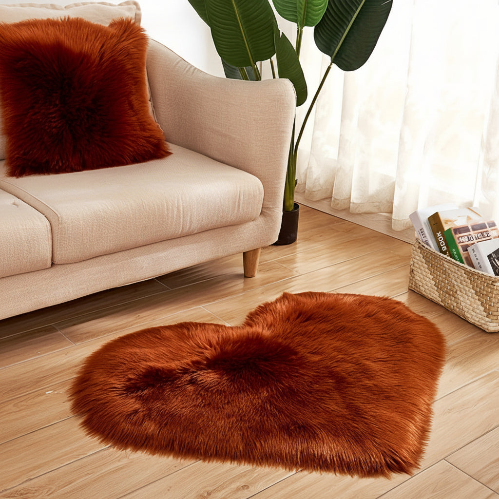 Plush Heart Shaped Mat Soft Decorative Mat Valentines