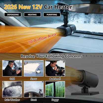 Car Heater Windshield Defroster Portable 12V Heating Fan