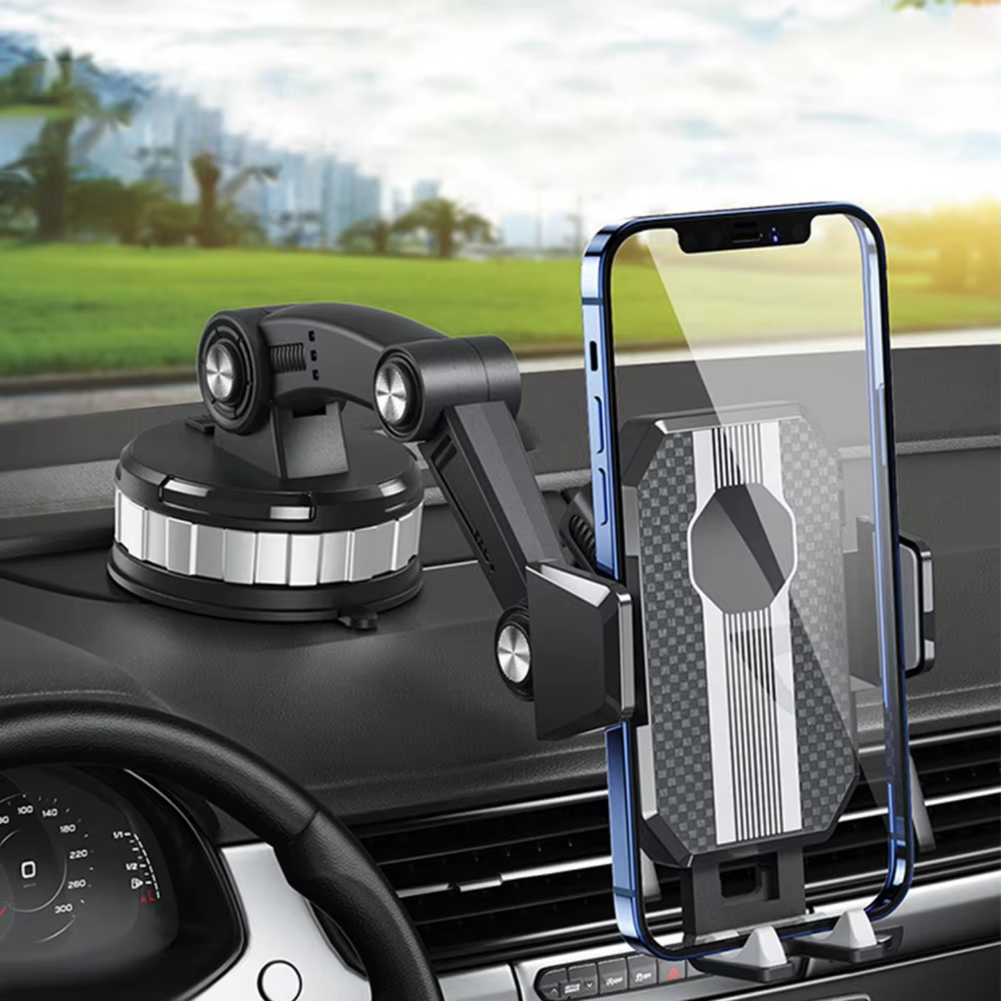 Car Phone Mount Holder with 360° Rotation for Dashboard & Windshield