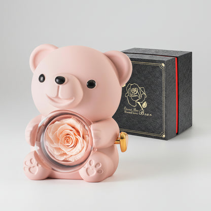 Cute Teddy Bear Preserved Rose Elegant Gift Box