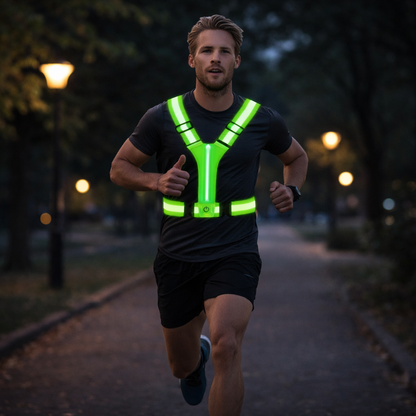 Running Vest LED Reflective Safety Vest Rechargeable High Visibility Gear