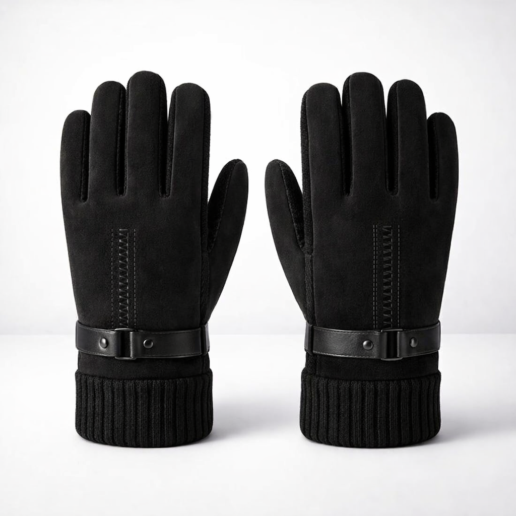 Leather Gloves Mens Winter Windproof Warm Driving Gloves