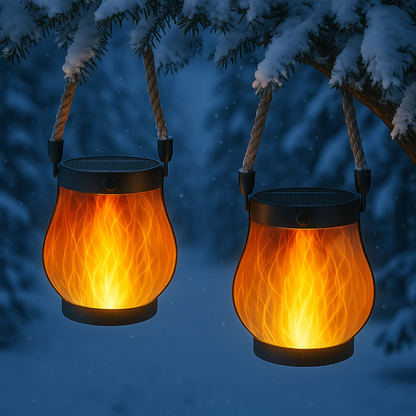 LED Lantern | Solar and USB-Rechargeable Flame-Effect Light