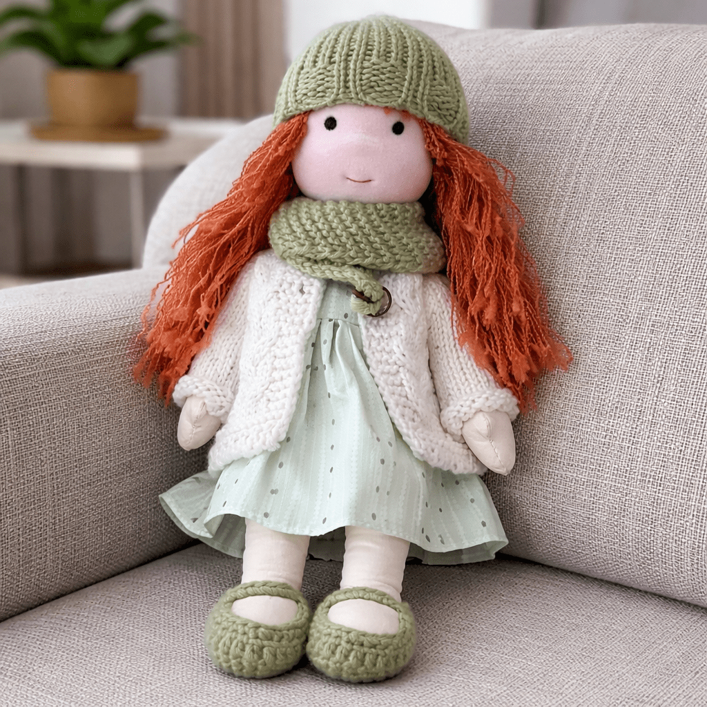 Baby Doll Soft Plush Cotton Handmade Waldorf Style Toy