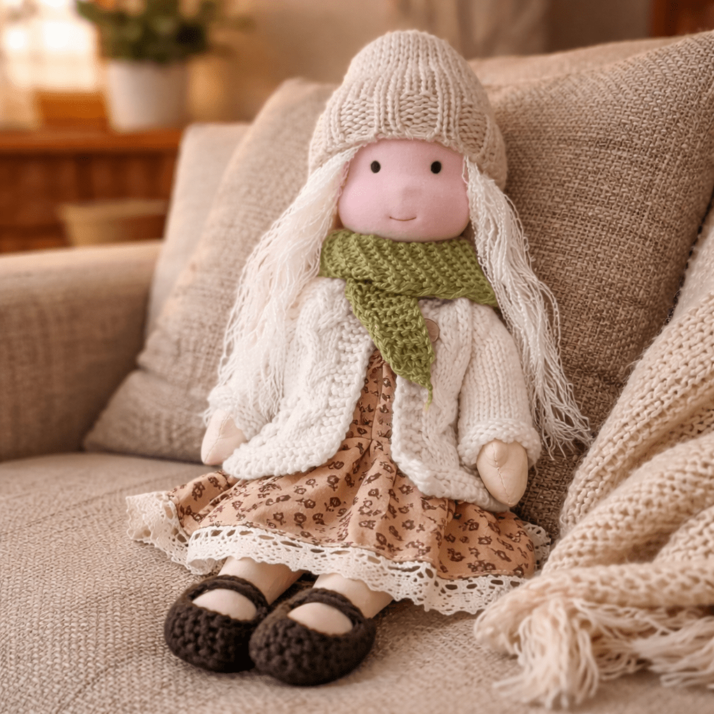 Baby Doll Soft Plush Cotton Handmade Waldorf Style Toy