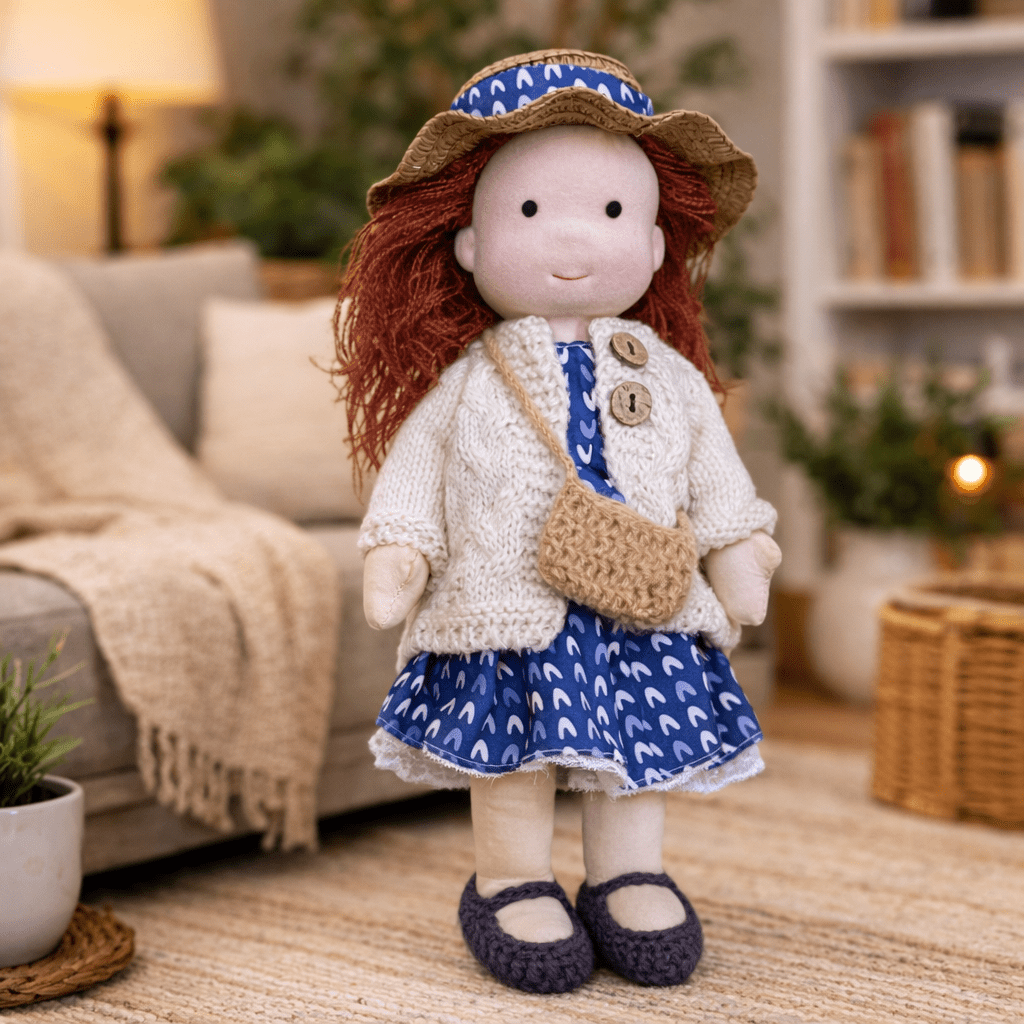 Baby Doll Soft Plush Cotton Handmade Waldorf Style Toy