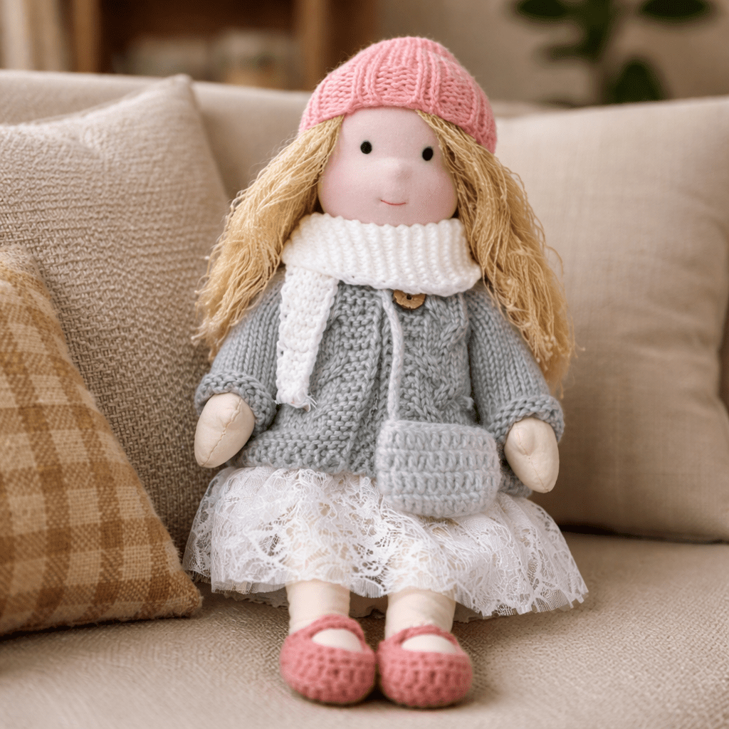 Baby Doll Soft Plush Cotton Handmade Waldorf Style Toy