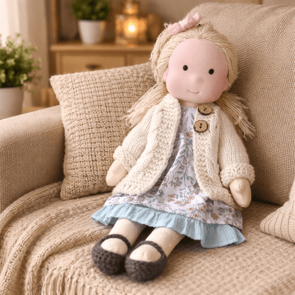 Baby Doll Soft Plush Cotton Handmade Waldorf Style Toy