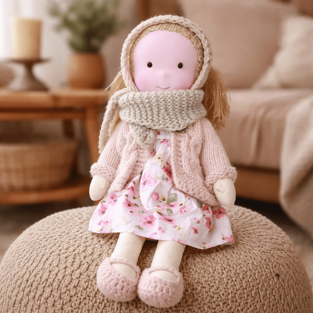 Baby Doll Soft Plush Cotton Handmade Waldorf Style Toy