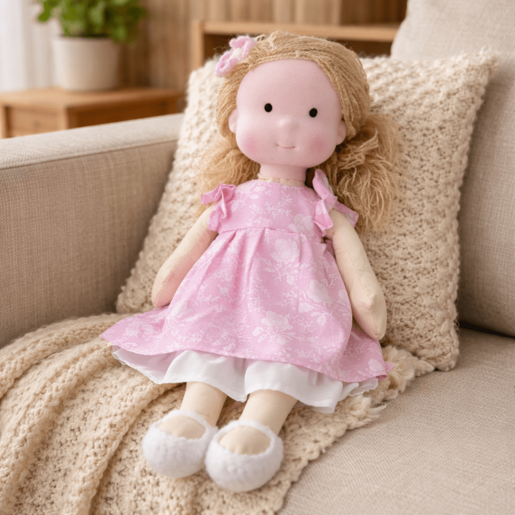Baby Doll Soft Plush Cotton Handmade Waldorf Style Toy