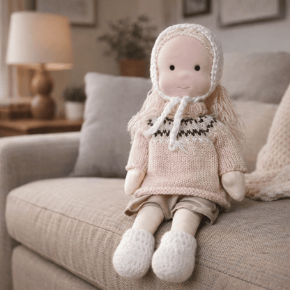 Baby Doll Soft Plush Cotton Handmade Waldorf Style Toy