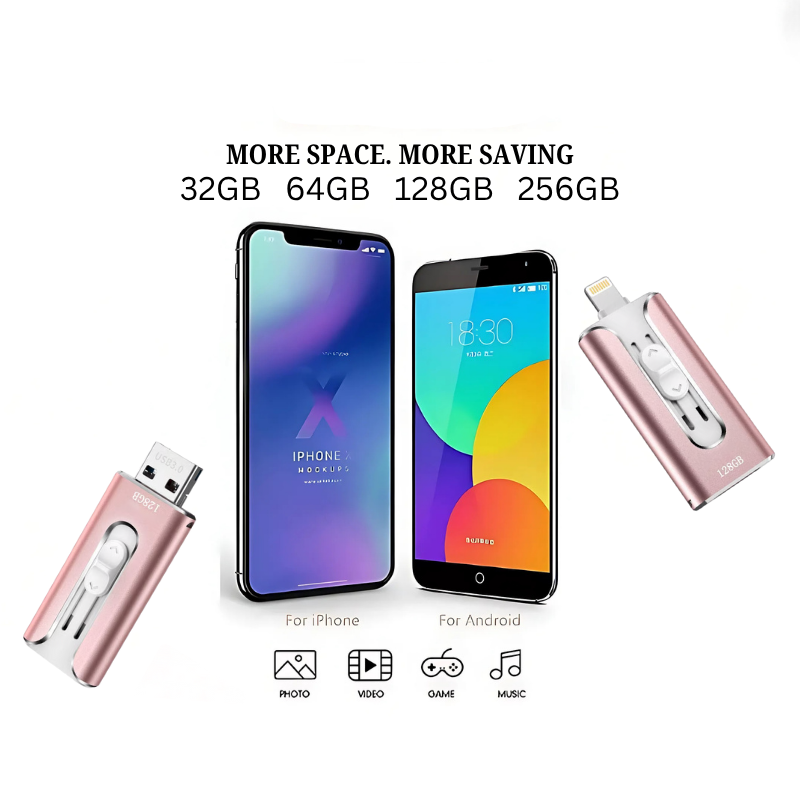 4-In-1 USB Flash Drive | Quick Phone File Backup