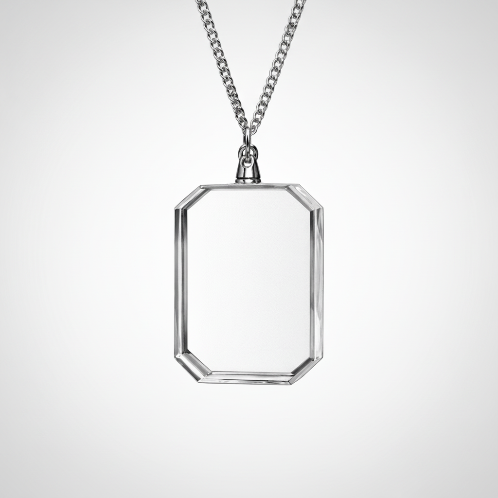 Personalized Laser Engraved Heart Shaped Glass Necklace