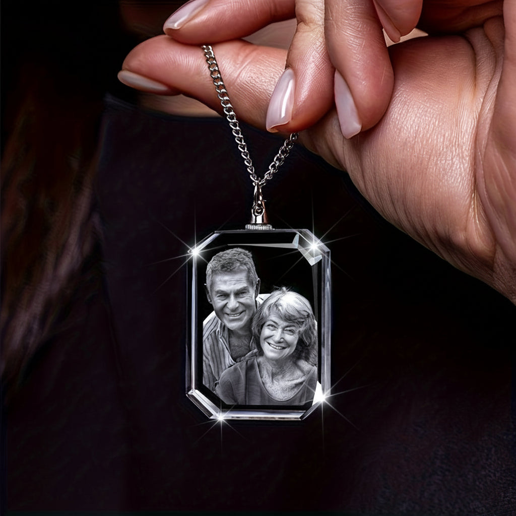 Personalized Laser Engraved Heart Shaped Glass Necklace