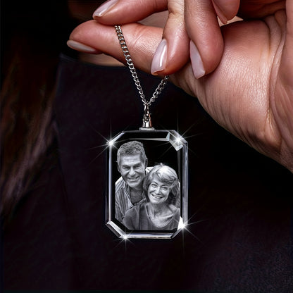 Personalized Laser Engraved Heart Shaped Glass Necklace