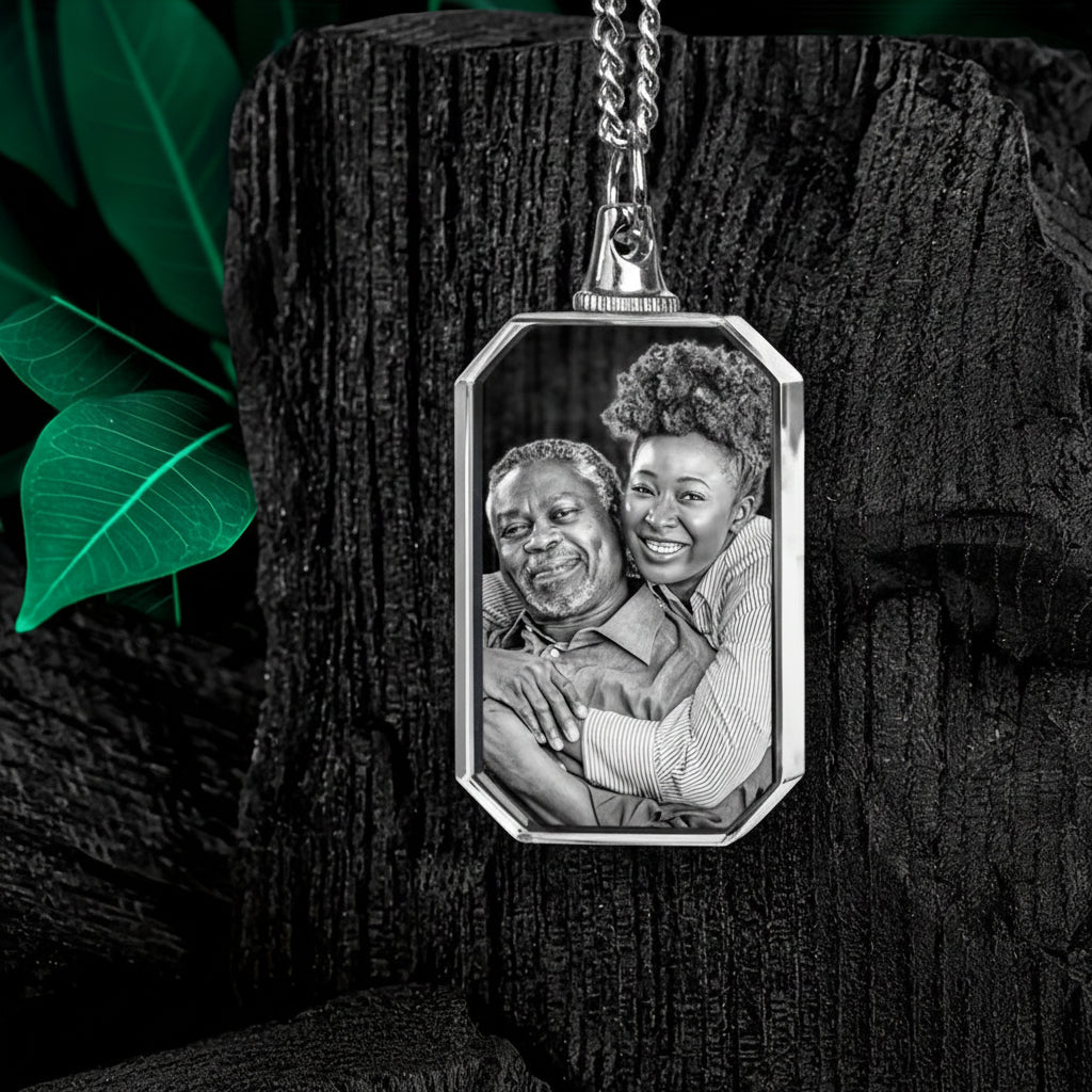 Personalized Laser Engraved Heart Shaped Glass Necklace