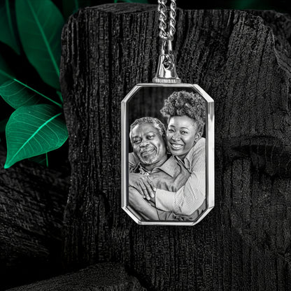 Personalized Laser Engraved Heart Shaped Glass Necklace