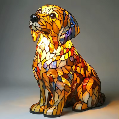 Table Lamp Stained Glass Dog Light Decorative Night Lamp