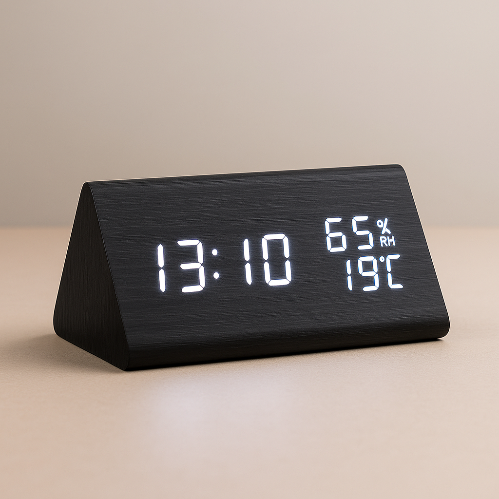 Digital LED Alarm Clock | Modern Wooden Design