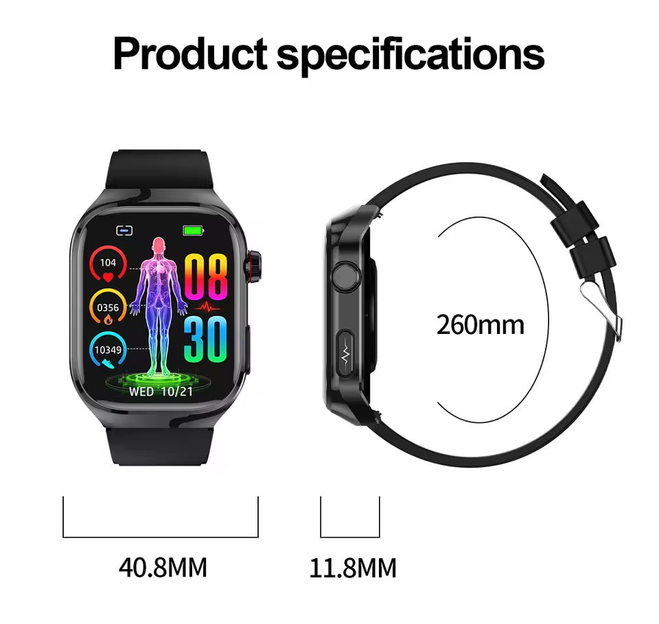 ECG Smart Watch | Heart Rate, Blood Oxygen & Sleep Tracking | IP68 | Bluetooth Calling | 650mAh | 2.04" AMOLED