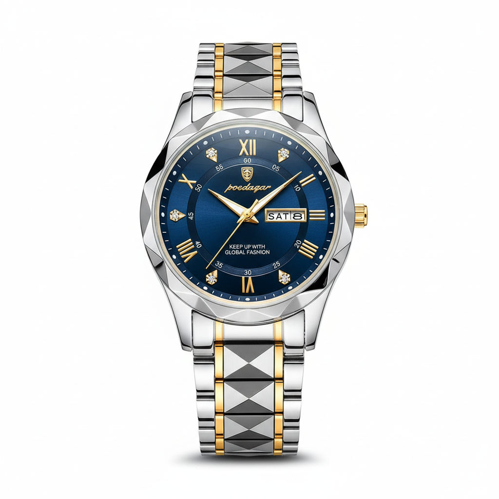 Men’s Stainless Steel Quartz Watch 41mm with Luminescent Hands & Date