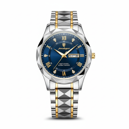 Men’s Stainless Steel Quartz Watch 41mm with Luminescent Hands & Date