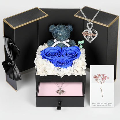 Eternal Roses I Love You 100 Languages Necklace Bear