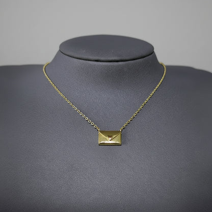 Gold Silver Envelope Necklace Womens Valentines Gift
