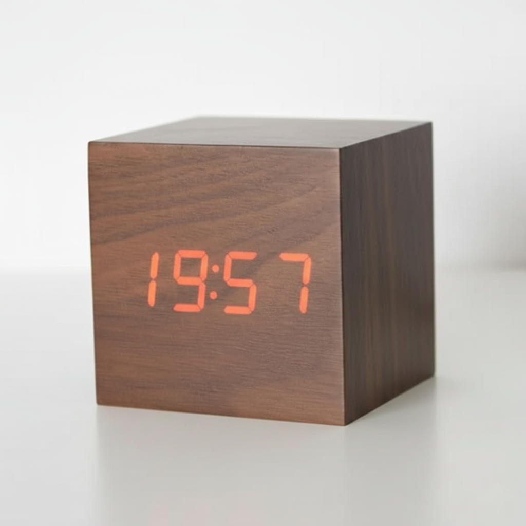 Cube | Digital Table Clock in Minimalist Wood Design
