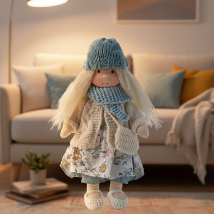 Baby Doll Soft Plush Cotton Handmade Waldorf Style Toy