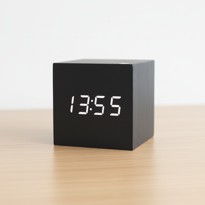 Cube | Digital Table Clock in Minimalist Wood Design