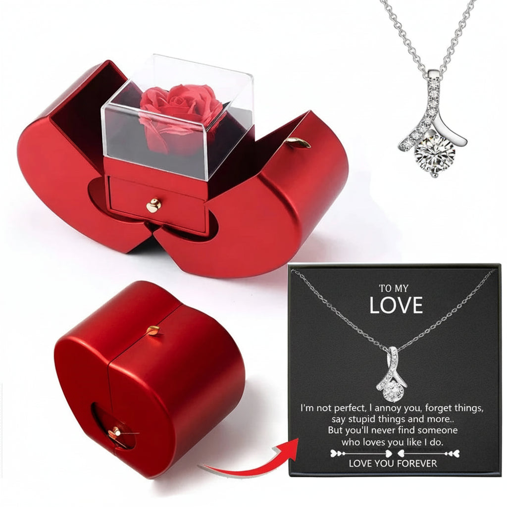 Apple Jewelry Box Eternal Flower Rose Valentines Gift