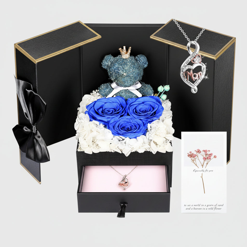 Eternal Roses I Love You 100 Languages Necklace Bear