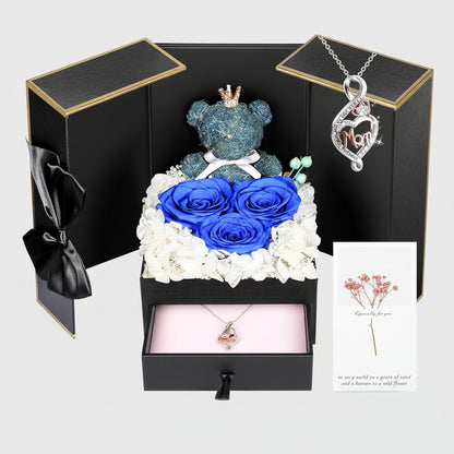Eternal Roses I Love You 100 Languages Necklace Bear