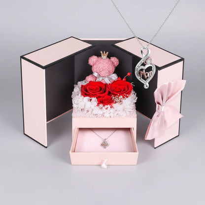 Eternal Roses I Love You 100 Languages Necklace Bear