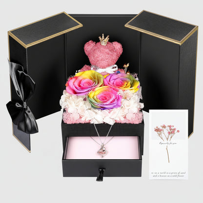 Eternal Roses I Love You 100 Languages Necklace Bear