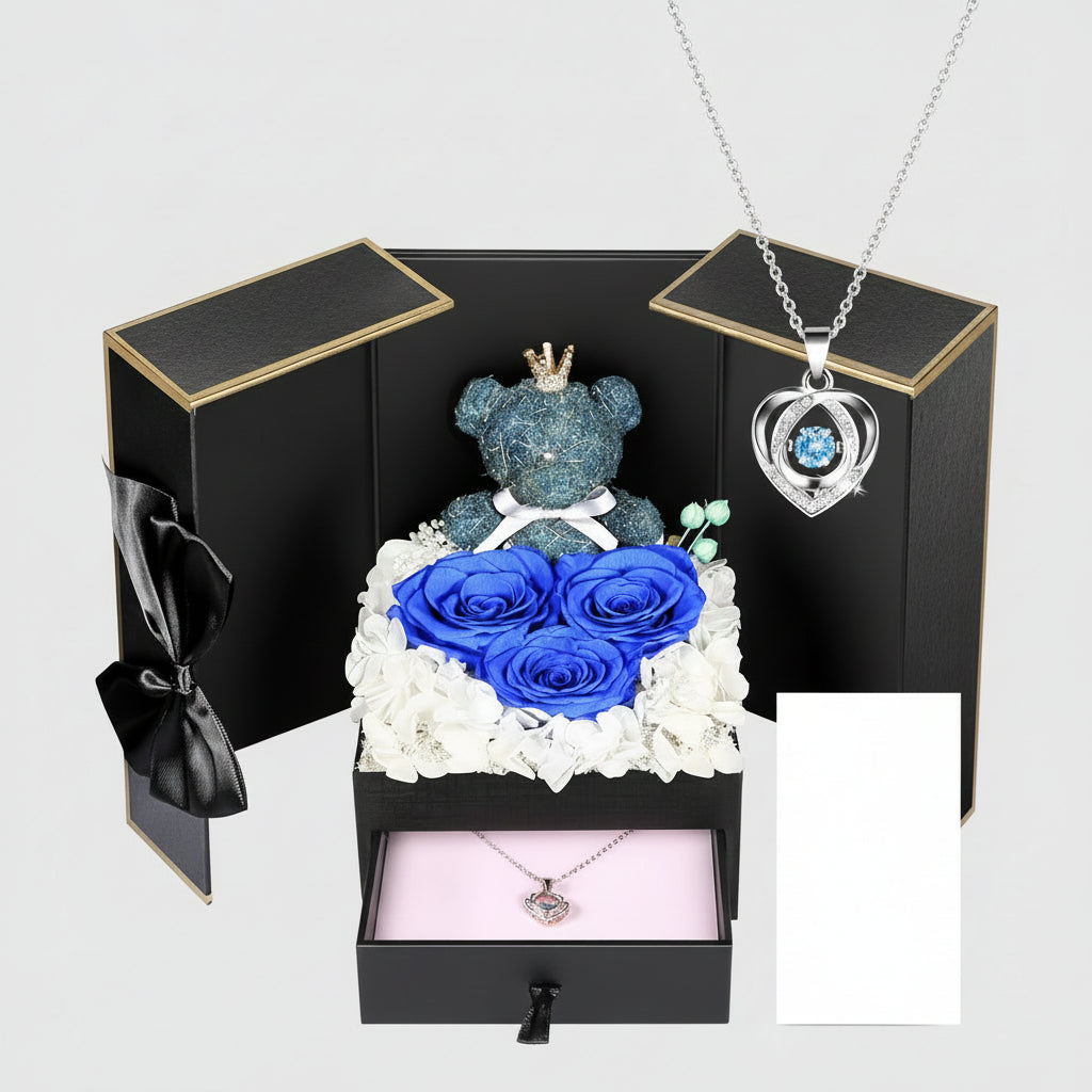 Eternal Roses I Love You 100 Languages Necklace Bear
