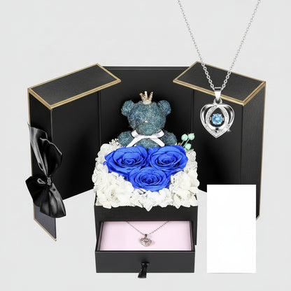 Eternal Roses I Love You 100 Languages Necklace Bear