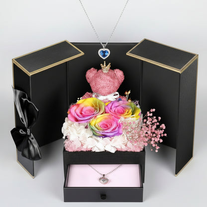 Eternal Roses I Love You 100 Languages Necklace Bear