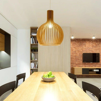 Wooden Pendant Light | Handcrafted Hanging Lamp