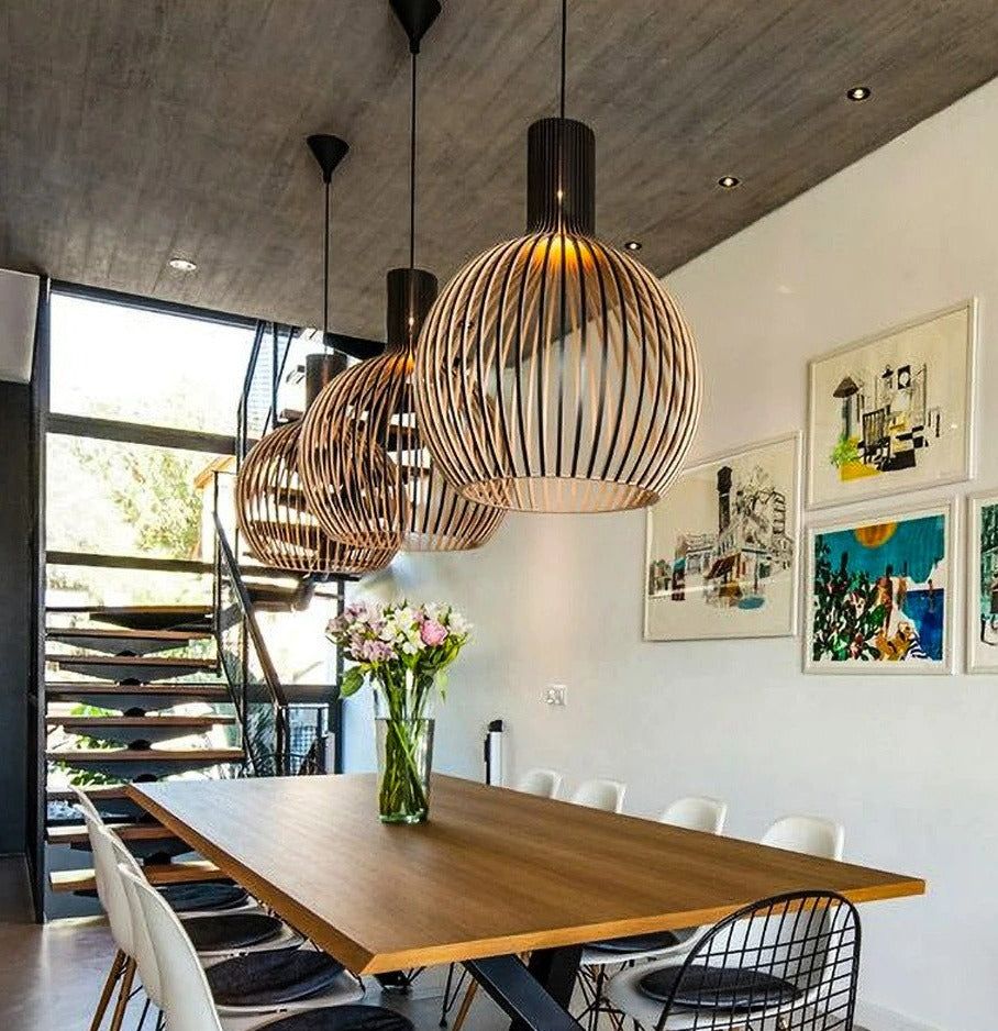 Wooden Pendant Light | Handcrafted Hanging Lamp