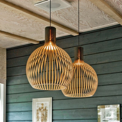 Wooden Pendant Light | Handcrafted Hanging Lamp