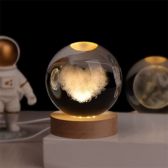 LED Crystal Ball Night Light | 3D Galaxy Design
