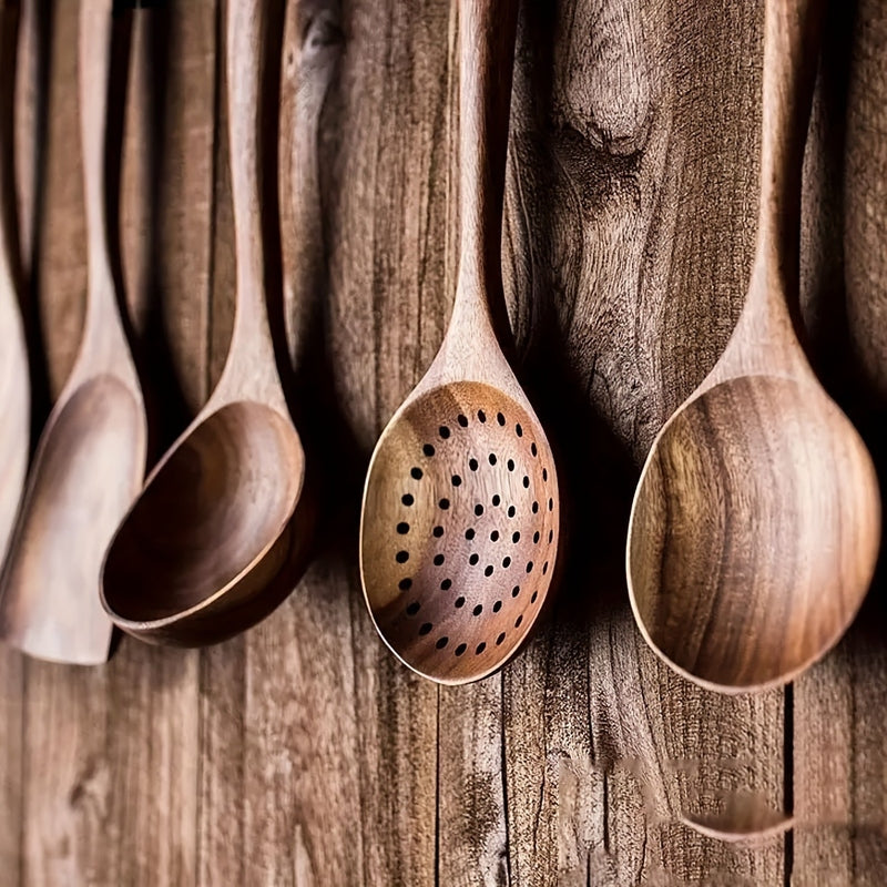 Kitchen Utensil Set Wooden Cooking Tools 5 Piece Natural Style