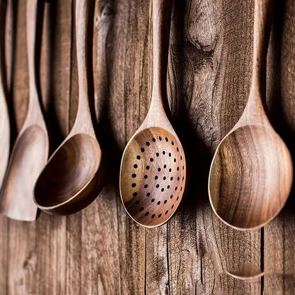 Kitchen Utensil Set Wooden Cooking Tools 5 Piece Natural Style